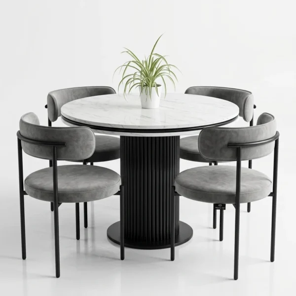aura-modern-marble-dining-set-with-4-velvet-chairs Luxury Marble Top Dining Set with 4 Velvet Chairs
