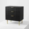 Fluted 3-Drawer Dresser with Gold Accents