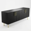 Fluted TV Stand with Gold Accents