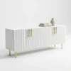 Fluted TV Stand with Gold Accents