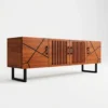modern-geometric-black-tv-stand-sideboard Modern Geometric Oak TV Stand with Slat Doors