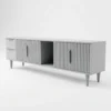 Minimalist Fluted Grey Wood TV Stand
