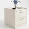 Modern White 2-Drawer Nightstand with Gold Handles