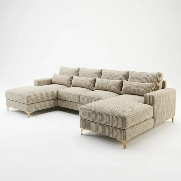 Modern Textured U-Shaped  9 Seater Sofa
