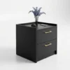 Modern White 2-Drawer Nightstand with Gold Handles