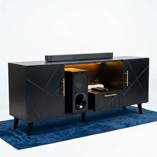 Modern Wood TV Stand with Floating  Shelf