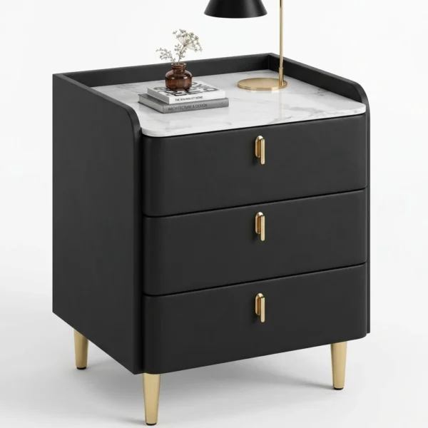 Modern Nightstand with Marble Top