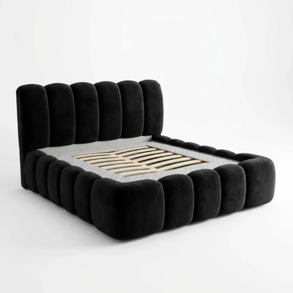 modern-black-velvet-tufted-platform-bed-frame Modern Velvet Tufted Platform Bed Frame