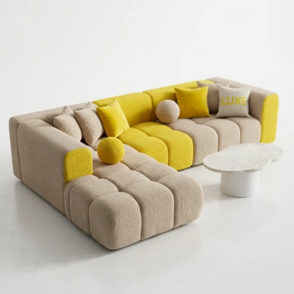 Cloud Bouclé L-Shaped Sectional Sofa