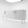 Fluted TV Stand with Gold Accents