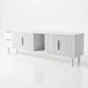 Minimalist Fluted Grey Wood TV Stand