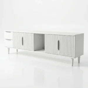 modern-fluted-white-tv-stand-with-storage-drawers Minimalist Fluted Grey Wood TV Stand