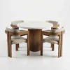 Modern Fluted Wood 5-Piece Dining Set