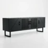 modern-geometric-black-tv-stand-sideboard Modern Geometric Oak TV Stand with Slat Doors