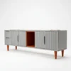 Minimalist Fluted Grey Wood TV Stand