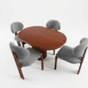 modern-oval-walnut-dining-set-with-4-gray-fabric-chairs Modern Oval Walnut Dining Set with 4 Gray Fabric Chairs