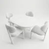 modern-white-marble-oval-dining-set-5-piece-collection Modern Oval Walnut Dining Set with 4 Gray Fabric Chairs