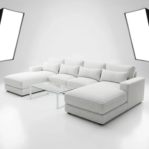 Modern Textured U-Shaped  9 Seater Sofa