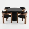 Modern Fluted Wood 5-Piece Dining Set