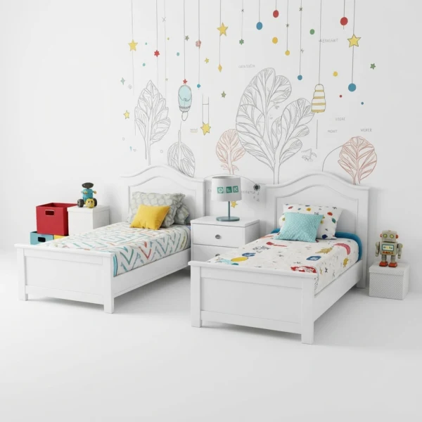 Classic Twin Toddler Beds with Safety Guardrails