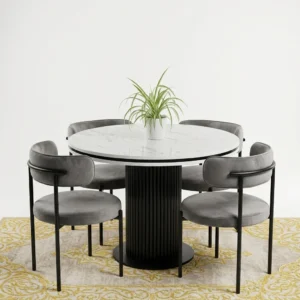 refined-image (5) Luxury Marble Top Dining Set with 4 Velvet Chairs