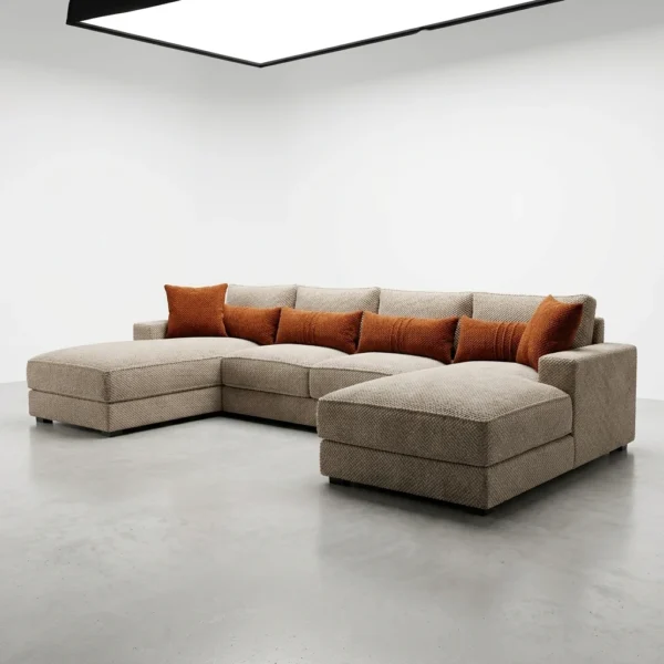 Modern Textured U-Shaped  9 Seater Sofa
