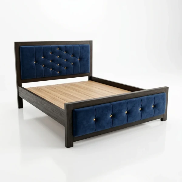 royal-velvet-tufted-bed-frame-with-gold-accents Modern Tufted Upholstered Bed Frame