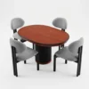 sophisticated-oval-oak-dining-set-with-fluted-pedestal Modern Oval Walnut Dining Set with 4 Gray Fabric Chairs