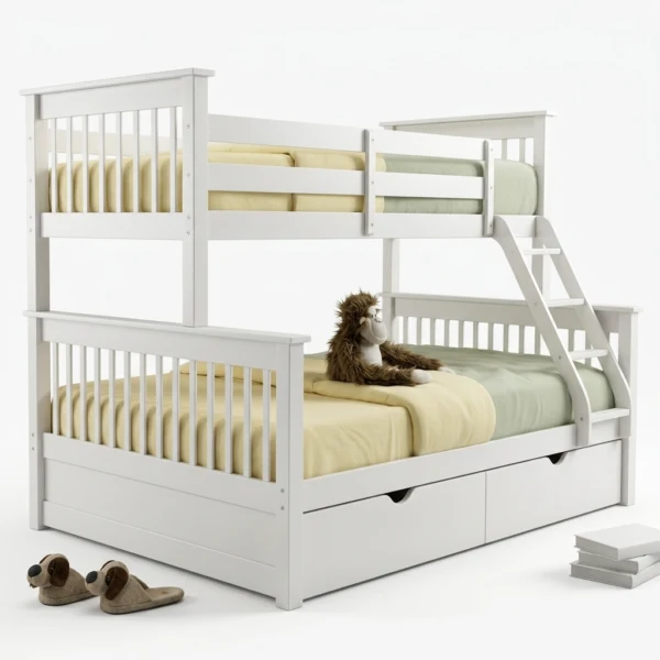 White Pine Twin Over Full Bunk Bed with Storage