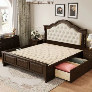 ad0933e9-aebb-49c8-ab6b-9777d4641a0d Classic Wooden Storage Bed with Tufted Headboard