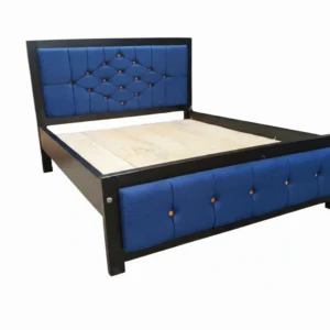 Blue Tufted Upholstered Wooden Bed Frame