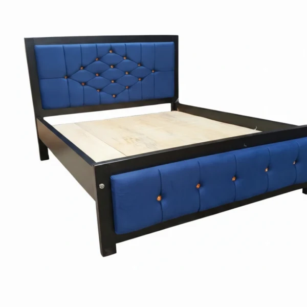 Blue Tufted Upholstered Wooden Bed Frame