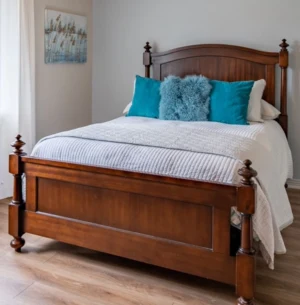 c1492970-e81f-496e-a63f-83bbaf4ac482 Classic Cherry Wood Queen Bed Frame