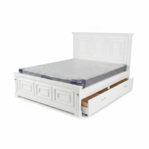 classic-white-wooden-bed-frame-with-under-bed-storage Classic White Wooden Bed Frame with Under-Bed Storage