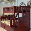 Solid Wood Twin Over Full Bunk Bed with Storage Stairs