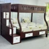 Solid Wood Twin Over Full Bunk Bed with Storage Stairs