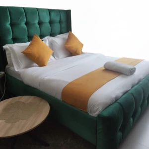 Emerald Green Velvet Tufted King Bed Frame