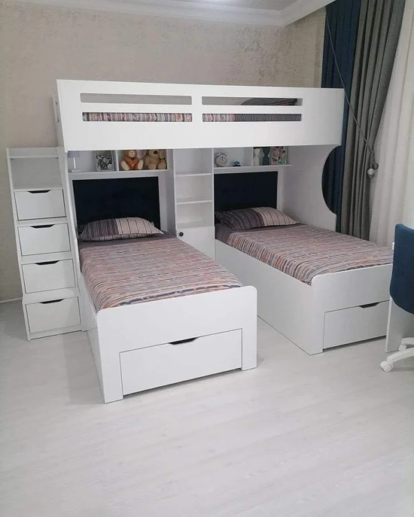 Triple Sleeper Loft Bunk Bed with Storage
