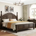 Classic Walnut Solid Wood Queen Bed Frame
