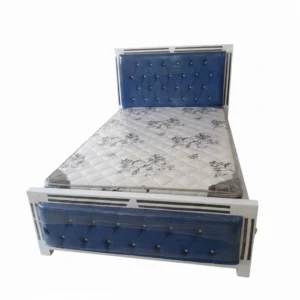 Royal Blue Velvet Tufted Bed with Mattress