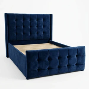 Royal Blue Velvet Tufted Platform Bed Frame