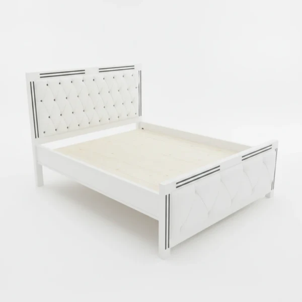 Modern White Tufted Wooden Bed Frame